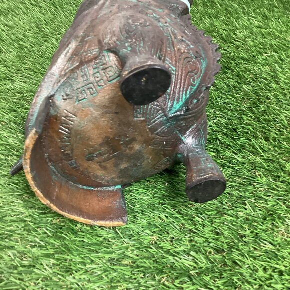 Vintage JAMES MONT Style Verdigris Mid-Century Asian Pitcher - Picture 9 of 14